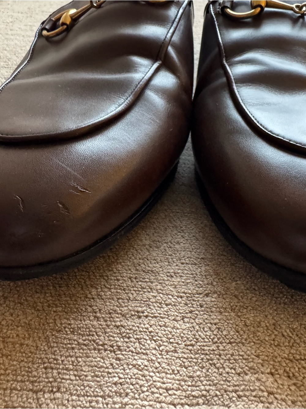 Gucci Brown Leather Slip-On Loafers with Gold Horsebit Detail - Picture 3 of 7